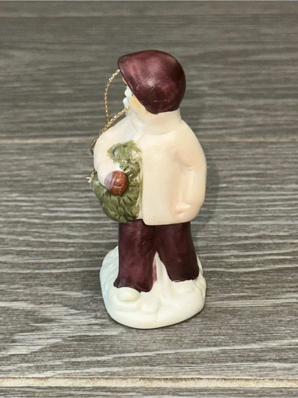 Vintage 1987 Claire Burke Christmas Figurine Ornament Winter Tree Hand Painted